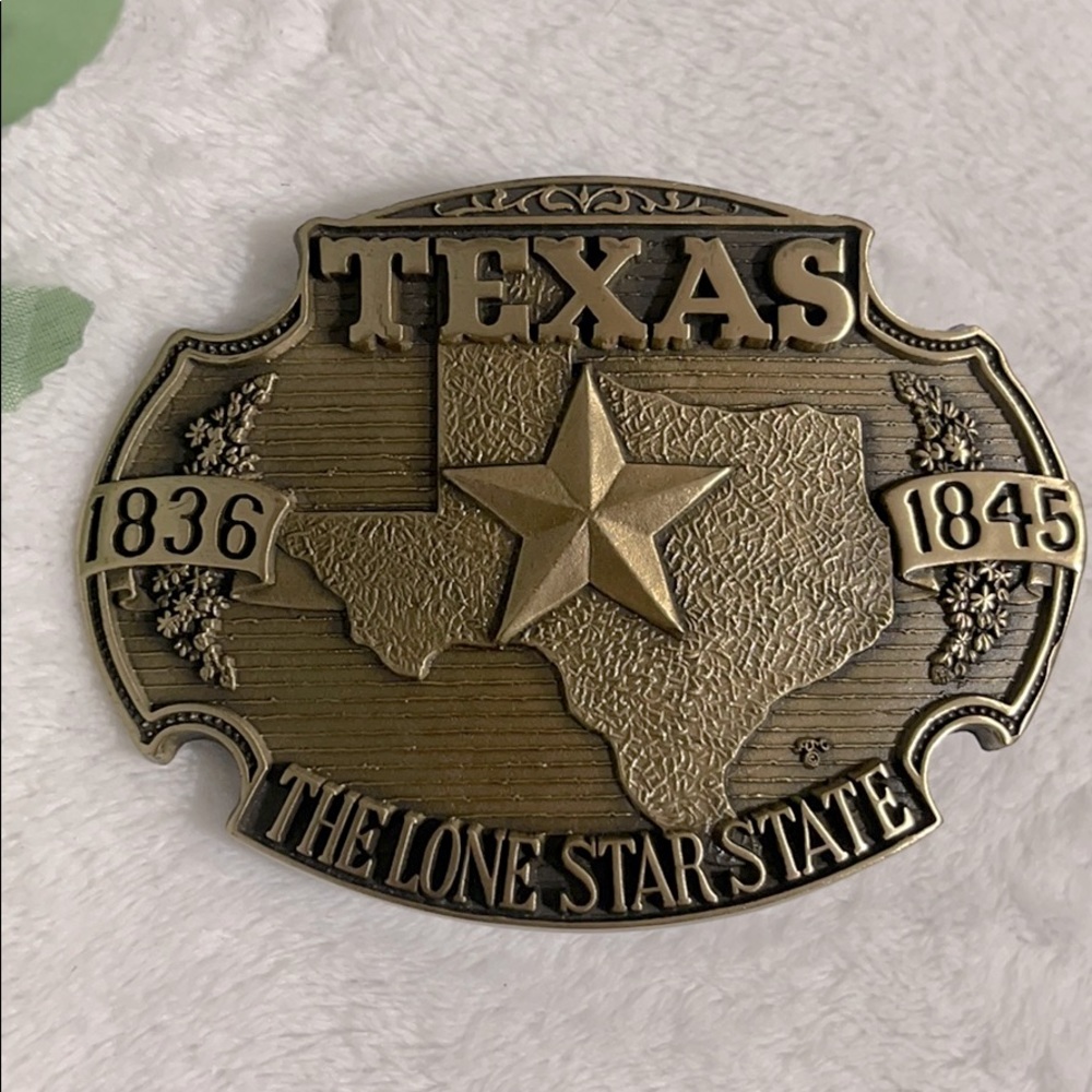 Texas Vintage Commemorative Brass Belt Buckle